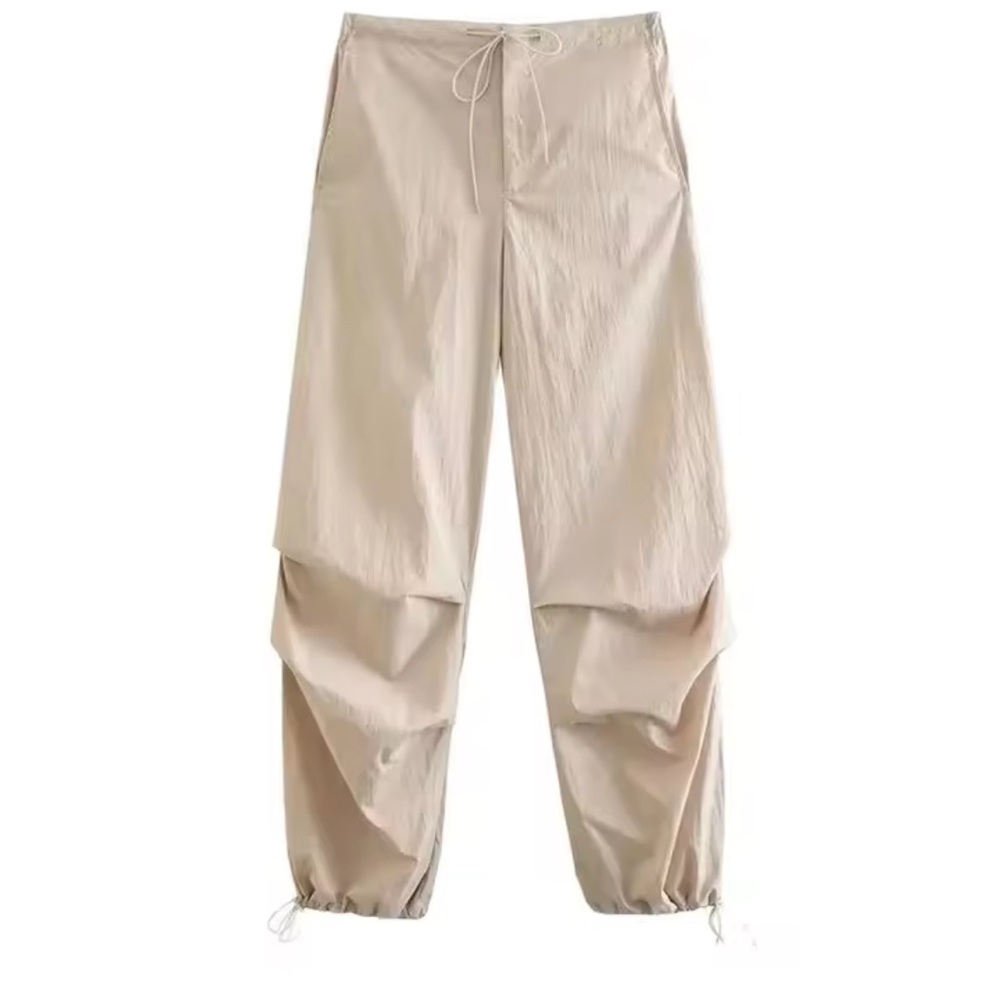 Beige Drawstring Jogging Pants - image 1